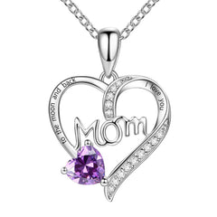 Heart Mom Pendant Necklace Holiday Jewelry Gift