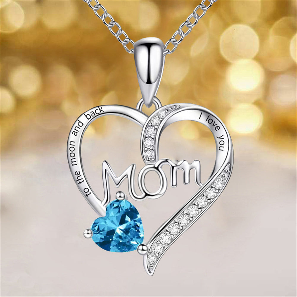 Heart Mom Pendant Necklace Holiday Jewelry Gift