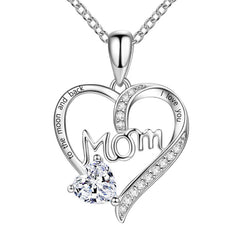 Heart Mom Pendant Necklace Holiday Jewelry Gift