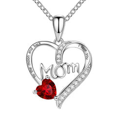 Heart Mom Pendant Necklace Holiday Jewelry Gift