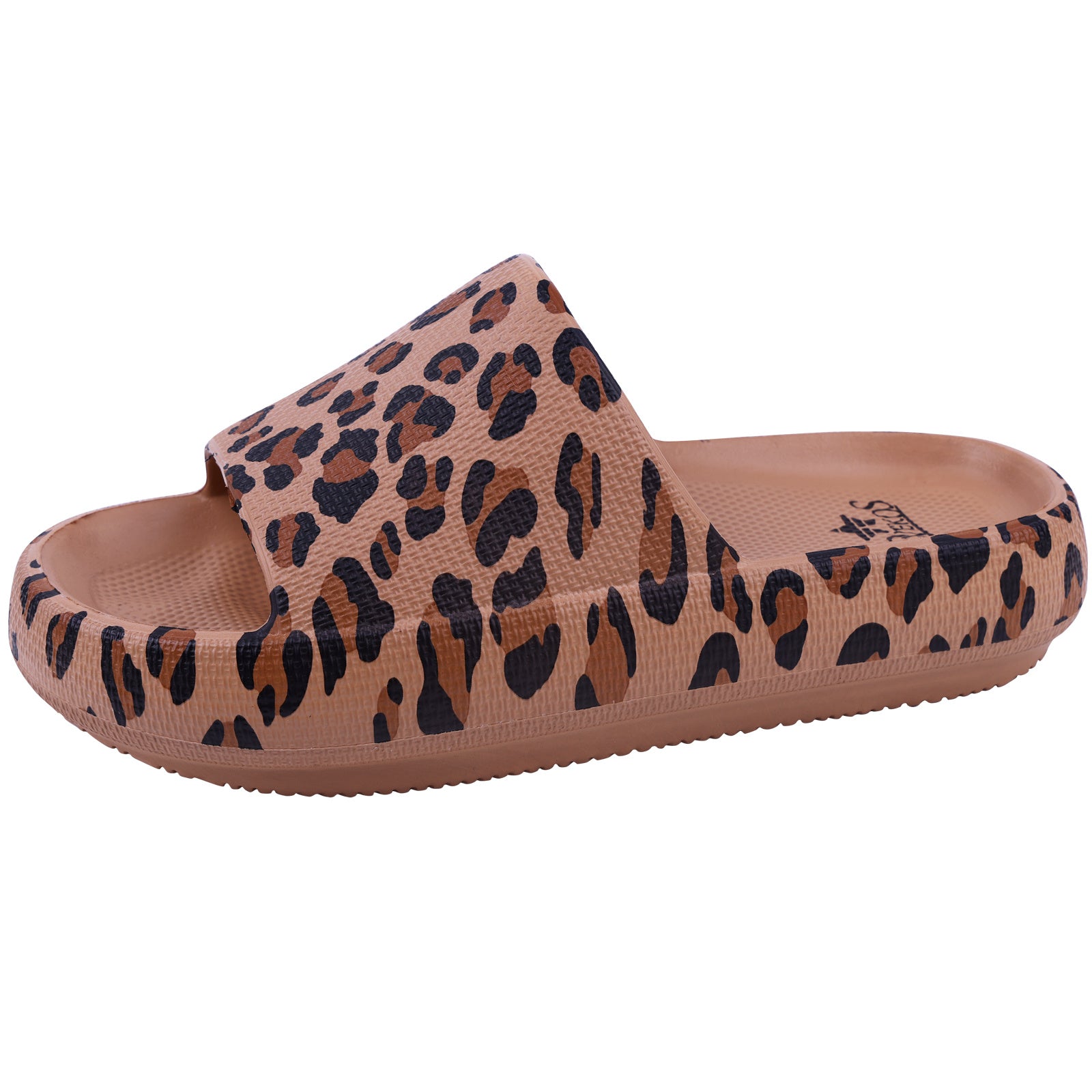 Leopard Print Flat Slides Women's Comfort Slip On Shoes