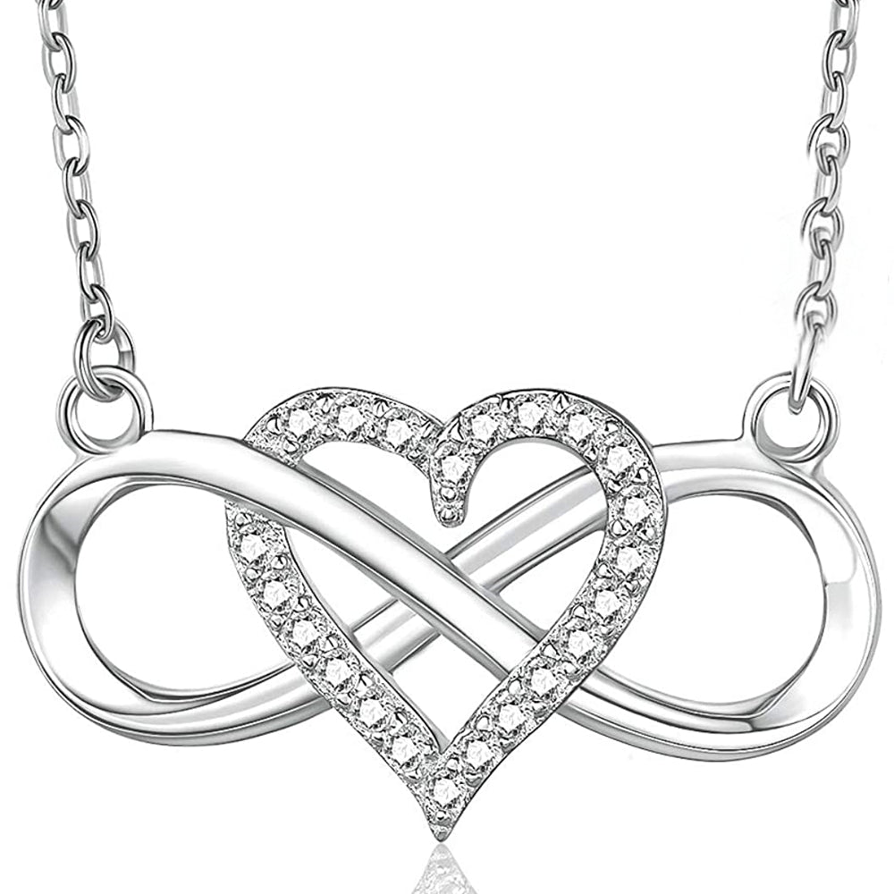 Infinity Heart Pendant Necklace Jewelry Gift For Girls