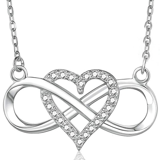 Infinity Heart Pendant Necklace Jewelry Gift For Girls