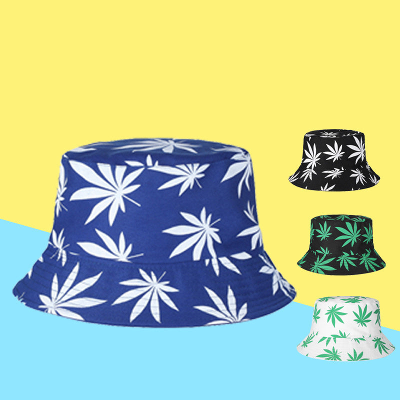 Reversible Leaf Print Bucket Hat UV Protection Sun Hats