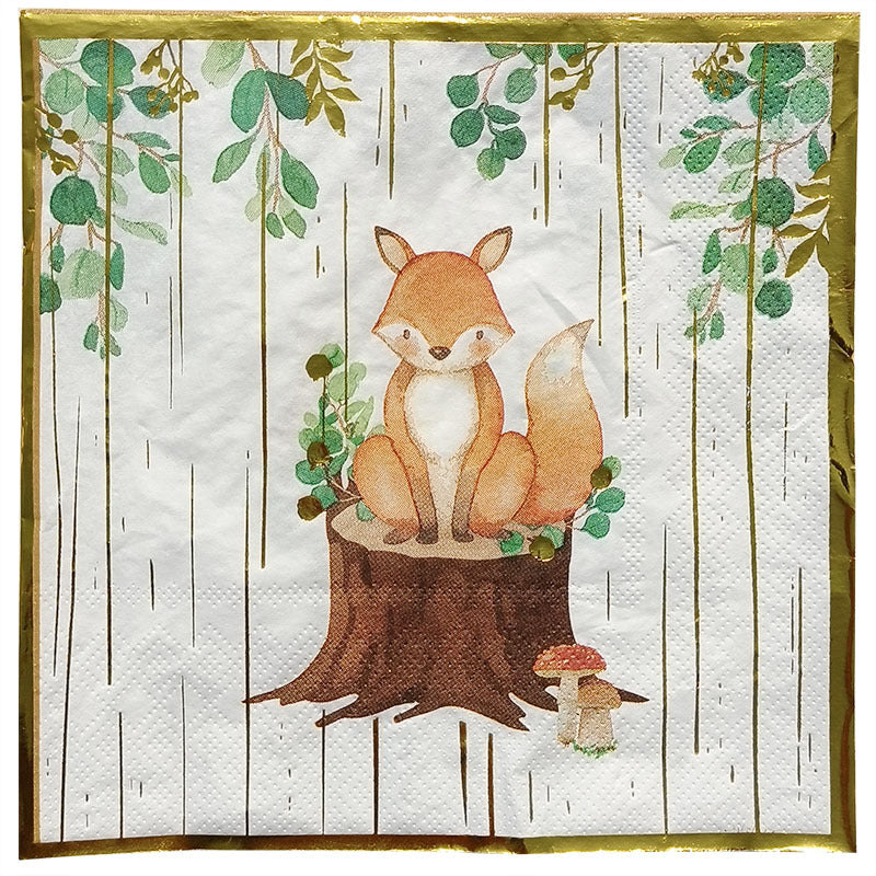 20pcs Fox Foil Stamping Napkin Birthday Party Disposable Paper Napkin