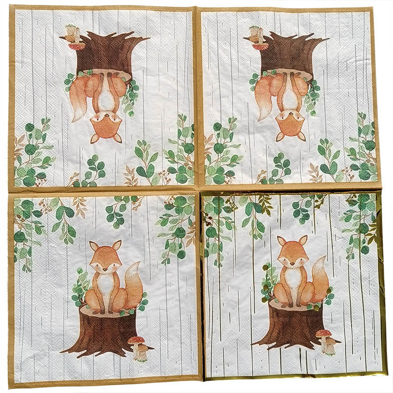 20pcs Fox Foil Stamping Napkin Birthday Party Disposable Paper Napkin