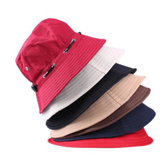 Solid Drawstring Bucket Hat Casual UV Protection Sun Hats Unisex