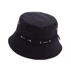 Solid Drawstring Bucket Hat Casual UV Protection Sun Hats Unisex
