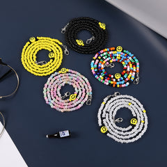 Colorful Smile Face Glasses Lanyard Anti-lost Beaded Mask Chain