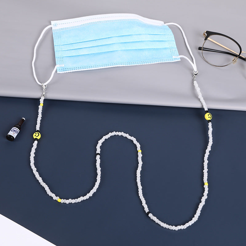 Colorful Smile Face Glasses Lanyard Anti-lost Beaded Mask Chain