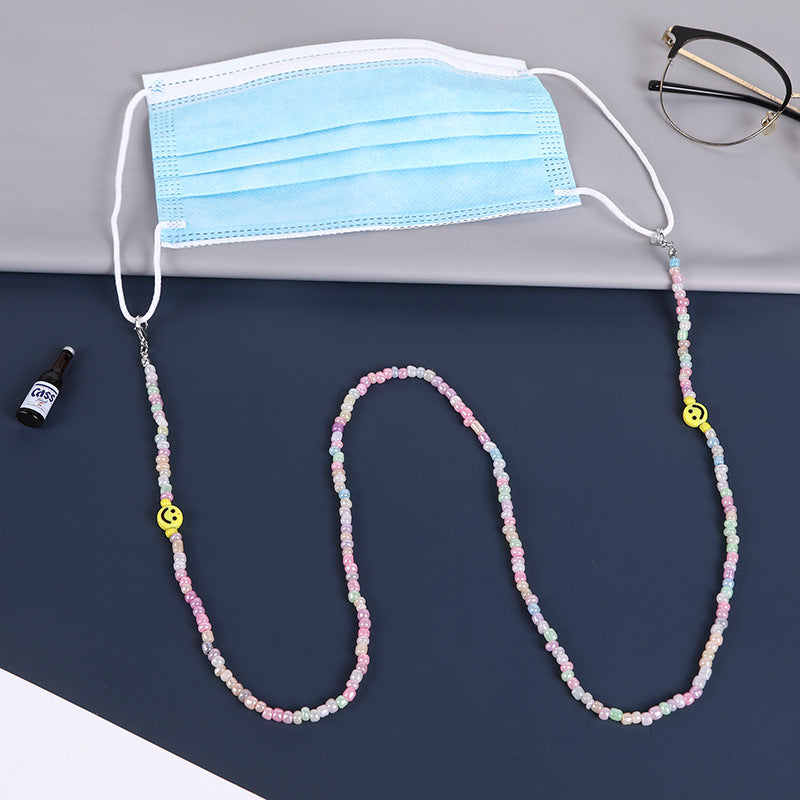 Colorful Smile Face Glasses Lanyard Anti-lost Beaded Mask Chain