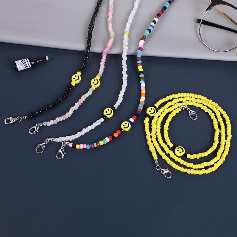 Colorful Smile Face Glasses Lanyard Anti-lost Beaded Mask Chain