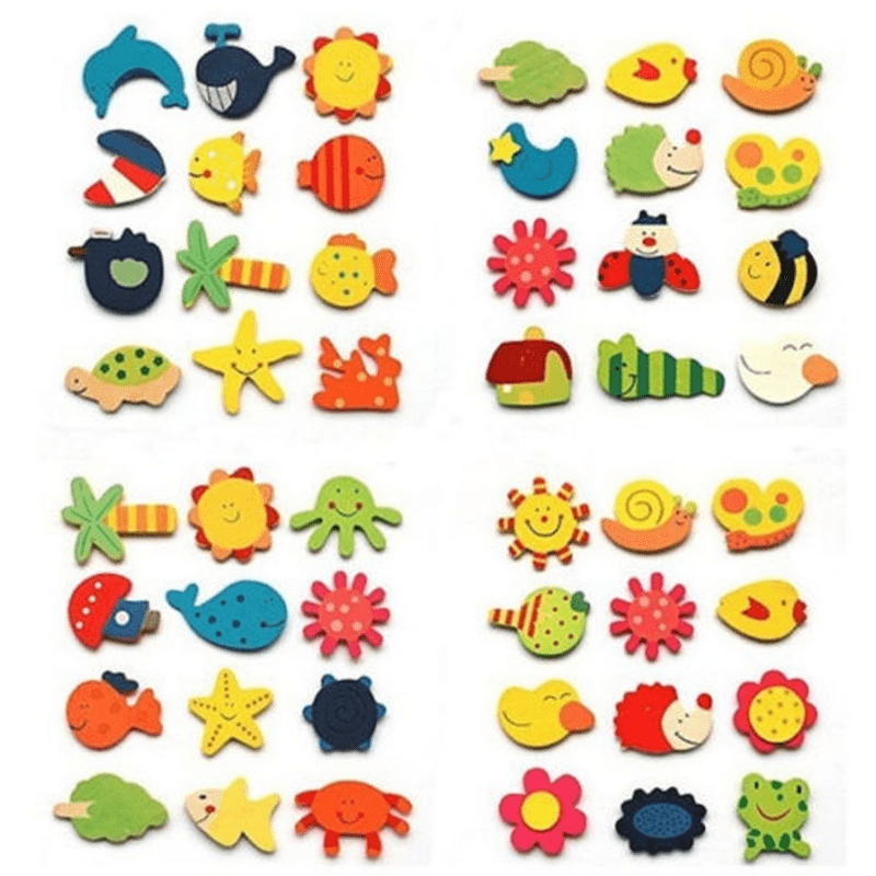 12pcs Animal Wooden Fridge Magnet Sticker Kids Toy