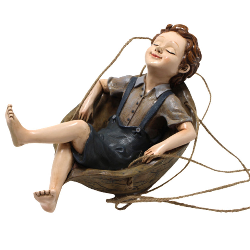 Mini Swing Boy Pendant Ornament for Outdoor Spaces