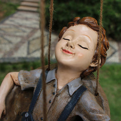 Mini Swing Boy Pendant Ornament for Outdoor Spaces