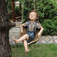 Mini Swing Boy Pendant Ornament for Outdoor Spaces
