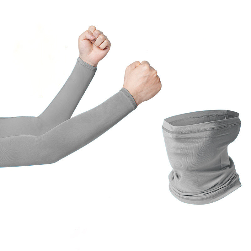 Neck Gaiter Mask & Cooling Arm Sleeves Set - UV Protection Arm Cover UPF 50