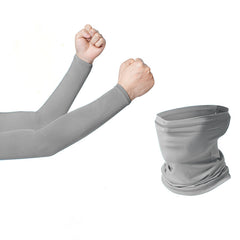 Neck Gaiter Mask & Cooling Arm Sleeves Set - UV Protection Arm Cover UPF 50