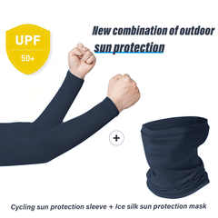 Neck Gaiter Mask & Cooling Arm Sleeves Set - UV Protection Arm Cover UPF 50