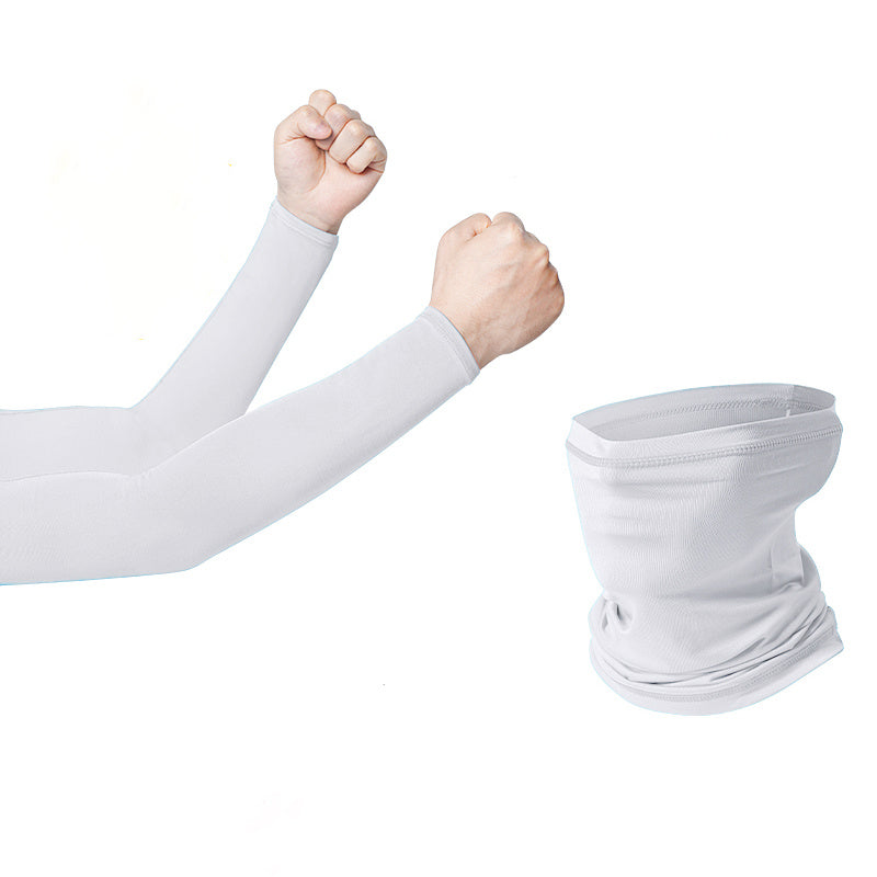 Neck Gaiter Mask & Cooling Arm Sleeves Set - UV Protection Arm Cover UPF 50