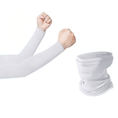 Neck Gaiter Mask & Cooling Arm Sleeves Set - UV Protection Arm Cover UPF 50
