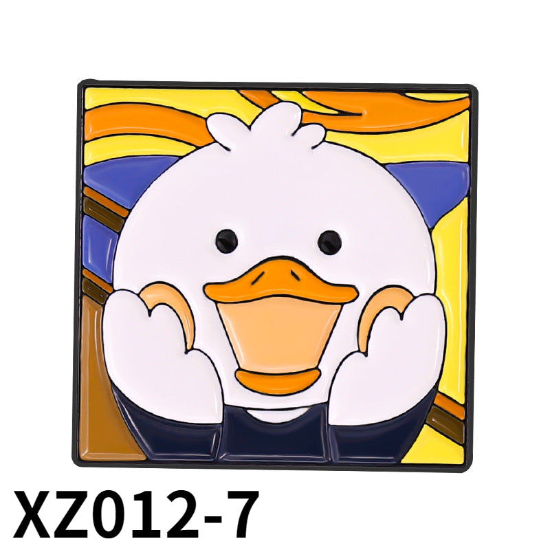 Cartoon Duck Shape Paint Brooch for Kids