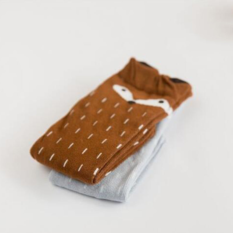 Cute Fox High Socks for Kids - Elastic and Breathable Leg Warmers