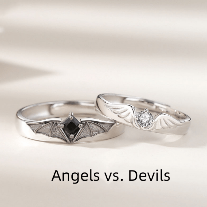 Angel & Demon Couples Open Ring Index Ring For Couples