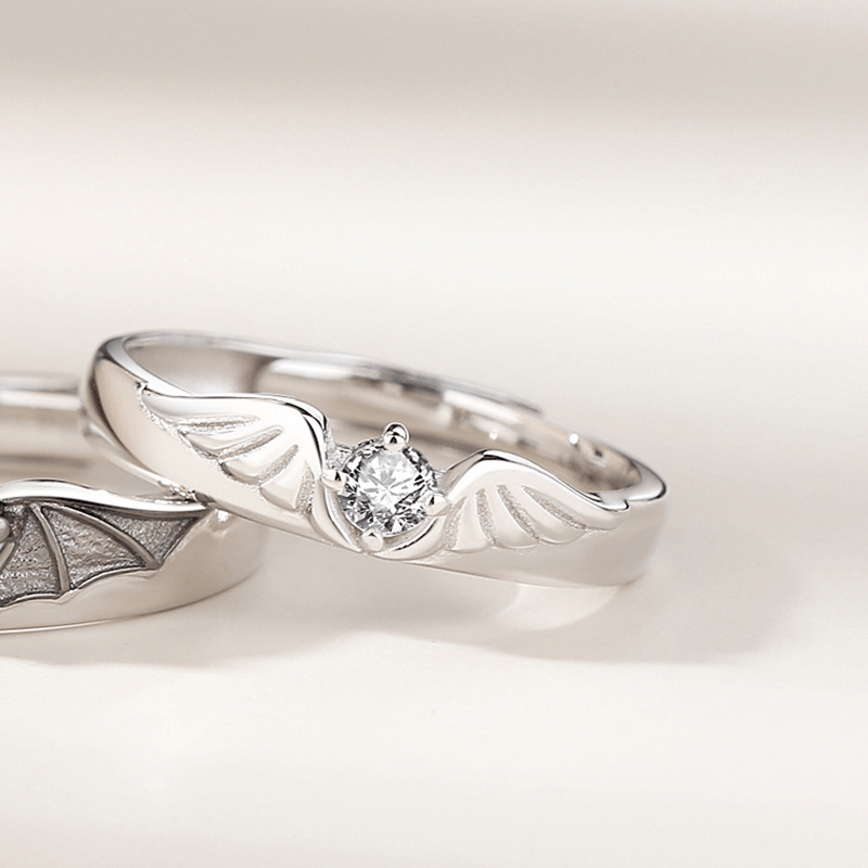 Angel & Demon Couples Open Ring Index Ring For Couples