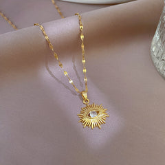 Artificial Gems Evil Eye Necklace Stainless Steel Jewelry