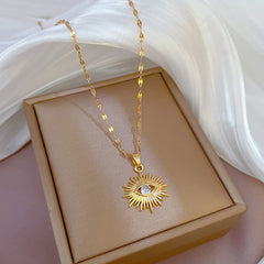 Artificial Gems Evil Eye Necklace Stainless Steel Jewelry