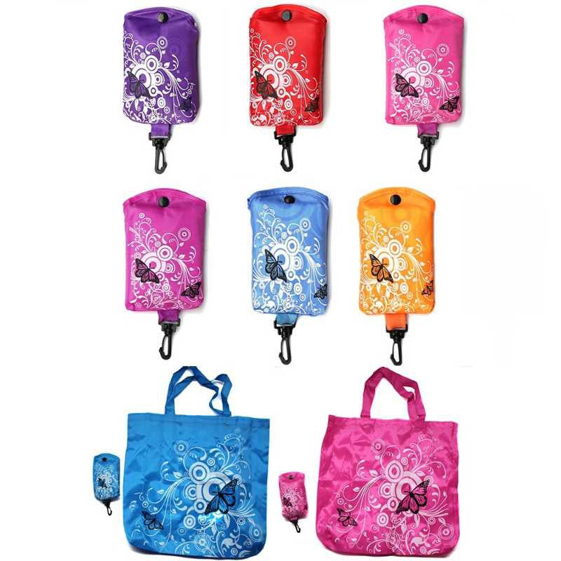 Floral Printed Reusable Grocery Bags Folding Supermarket Shopping Bag