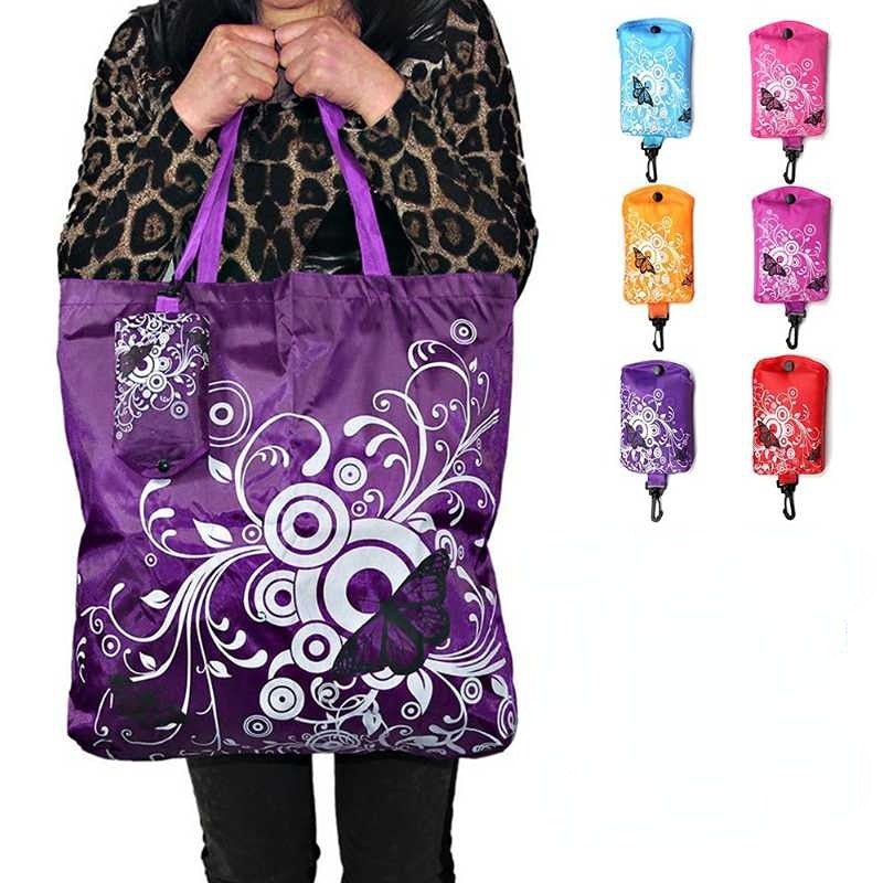 Floral Printed Reusable Grocery Bags Folding Supermarket Shopping Bag