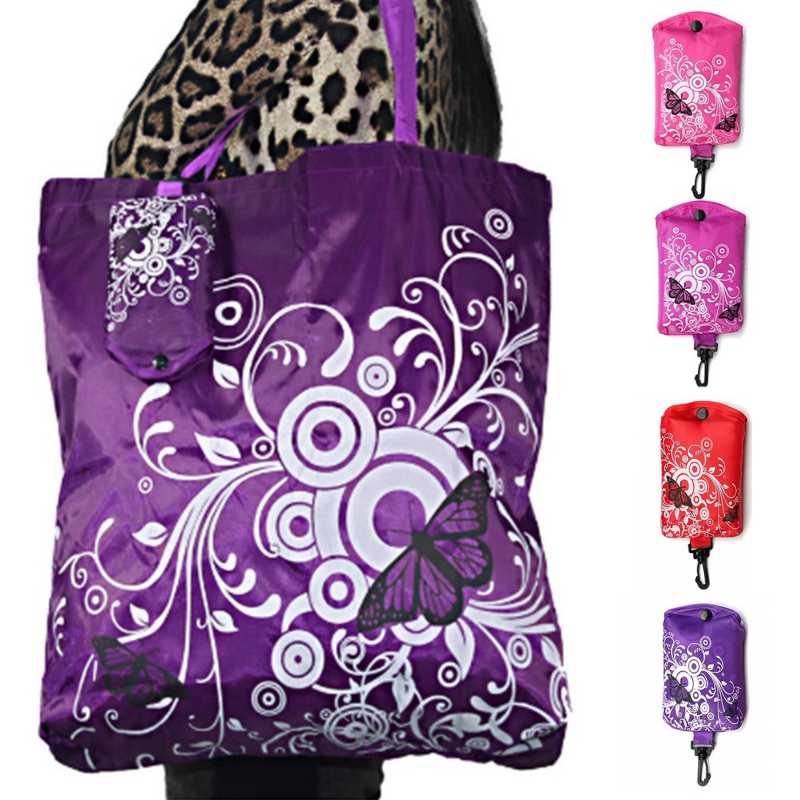 Floral Printed Reusable Grocery Bags Folding Supermarket Shopping Bag