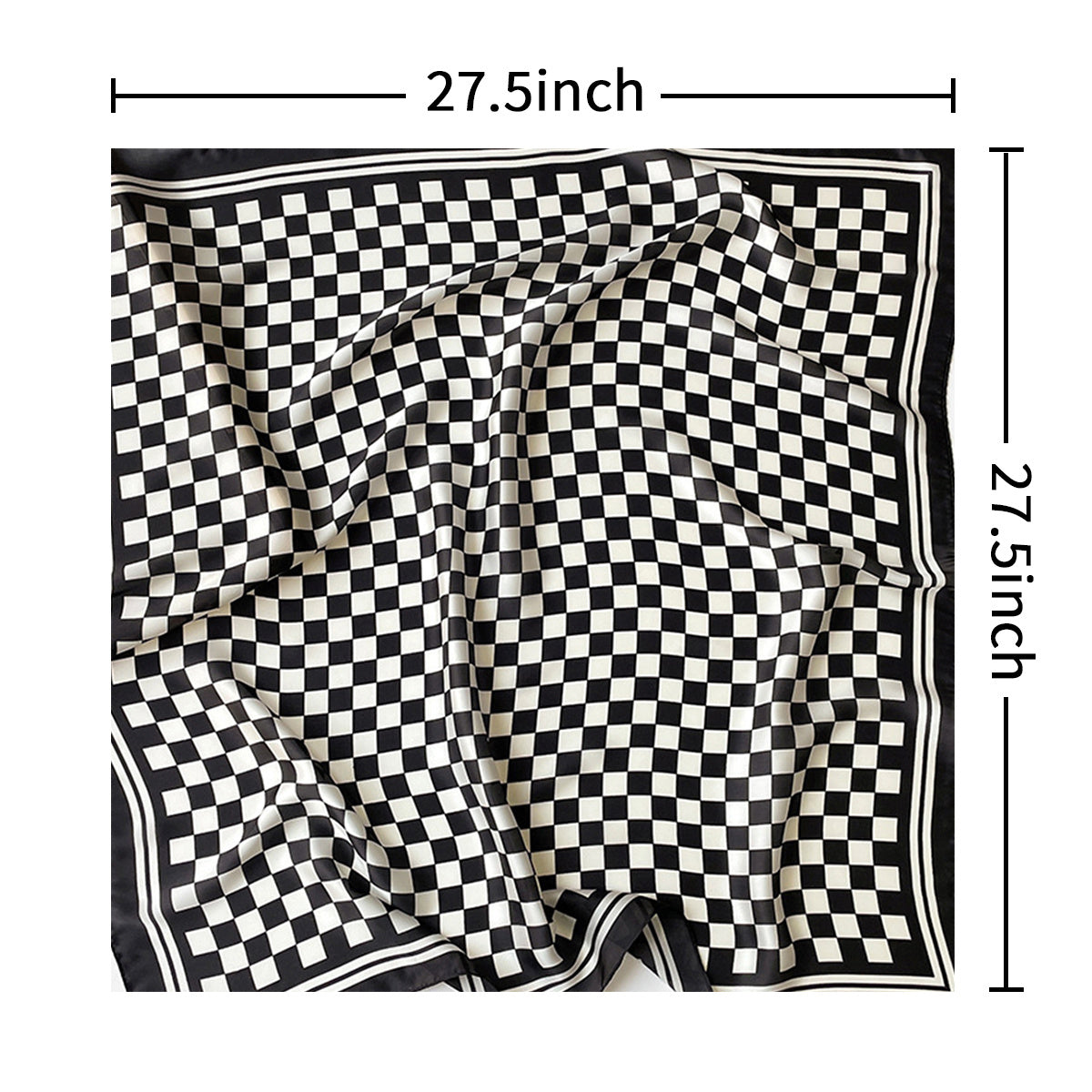 Plaid Print Silk Square Scarf Neckerchief Breathable Bandana