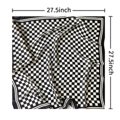 Plaid Print Silk Square Scarf Neckerchief Breathable Bandana
