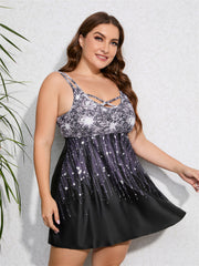 Diamond Print Criss Cross Tankini Set