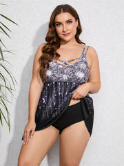 Diamond Print Criss Cross Tankini Set