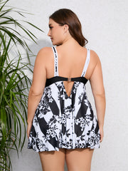 Colorblock Floral Print Tankini Set