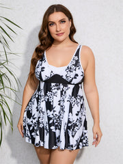 Colorblock Floral Print Tankini Set