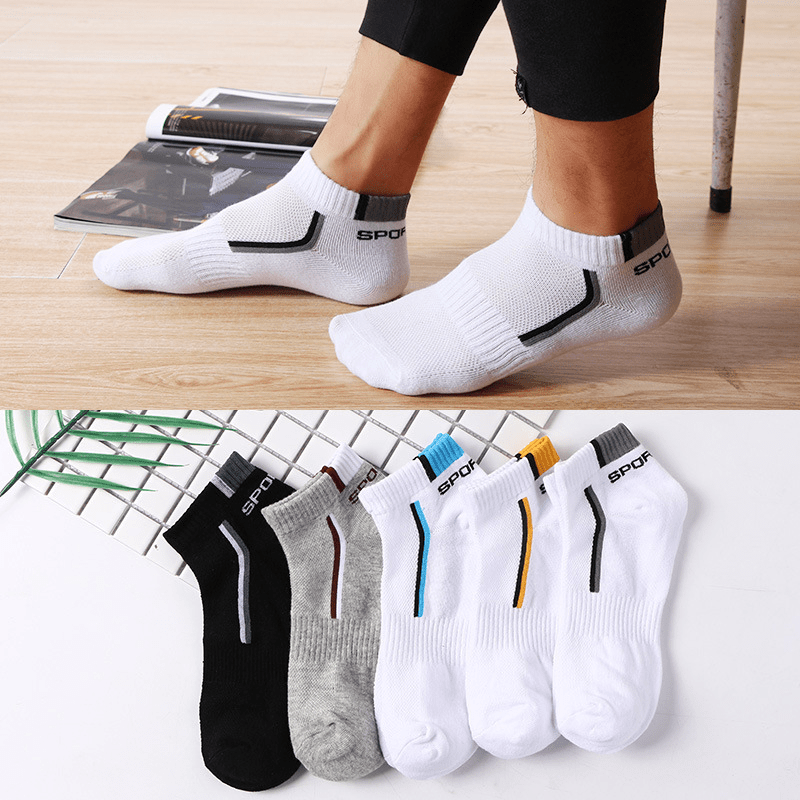 5Pairs Men's Sports Running Cotton Socks Mid Tube Basketball All Seasons