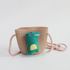 Kids Cartoon Messenger Bag Girls Straw Beach Purse Assorted Colors