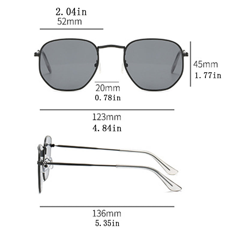 Square Metal Frame Sunglasses UV400