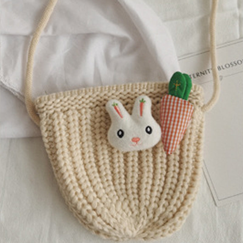 Kids Shoulder Bags Knitted Yarn Coin Purses