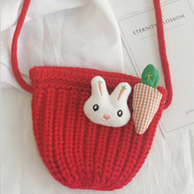 Kids Shoulder Bags Knitted Yarn Coin Purses