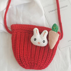 Kids Shoulder Bags Knitted Yarn Coin Purses