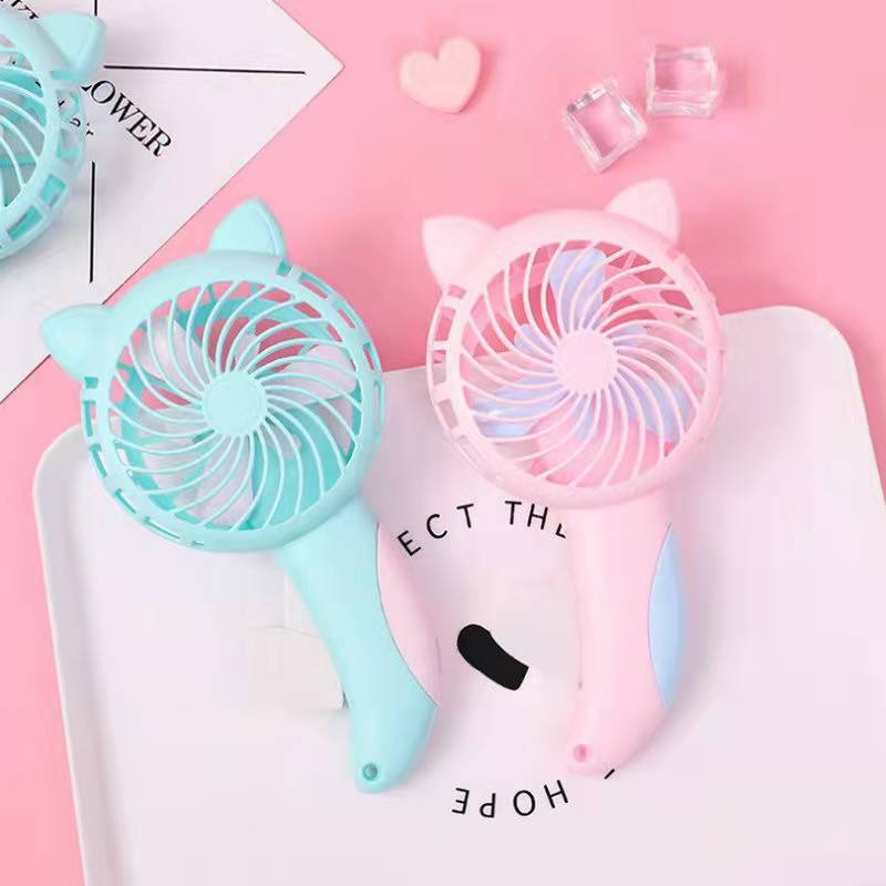 Cartoon Hand Press Fan Mini Handheld Fan Portable Cat Fan