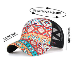 Plaid Print Ponytail Baseball Cap Casual Elastic Band Adjustable Sports Hat