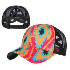 Plaid Print Ponytail Baseball Cap Casual Elastic Band Adjustable Sports Hat