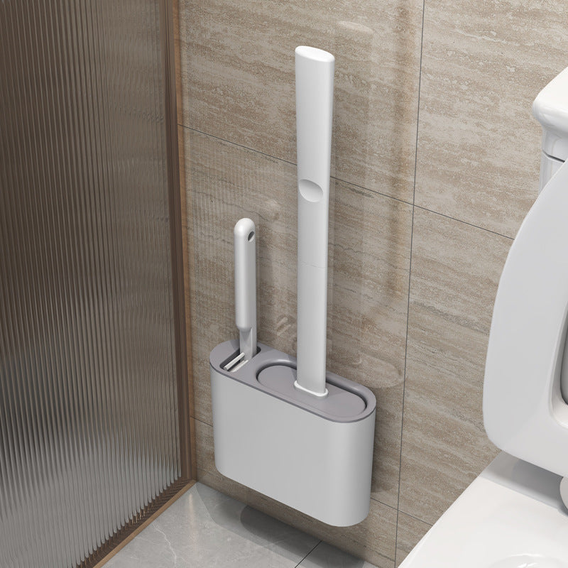 Silicone Toilet Brush Holder Wall Hanging Soft Bristles Floor Cleaning Tool